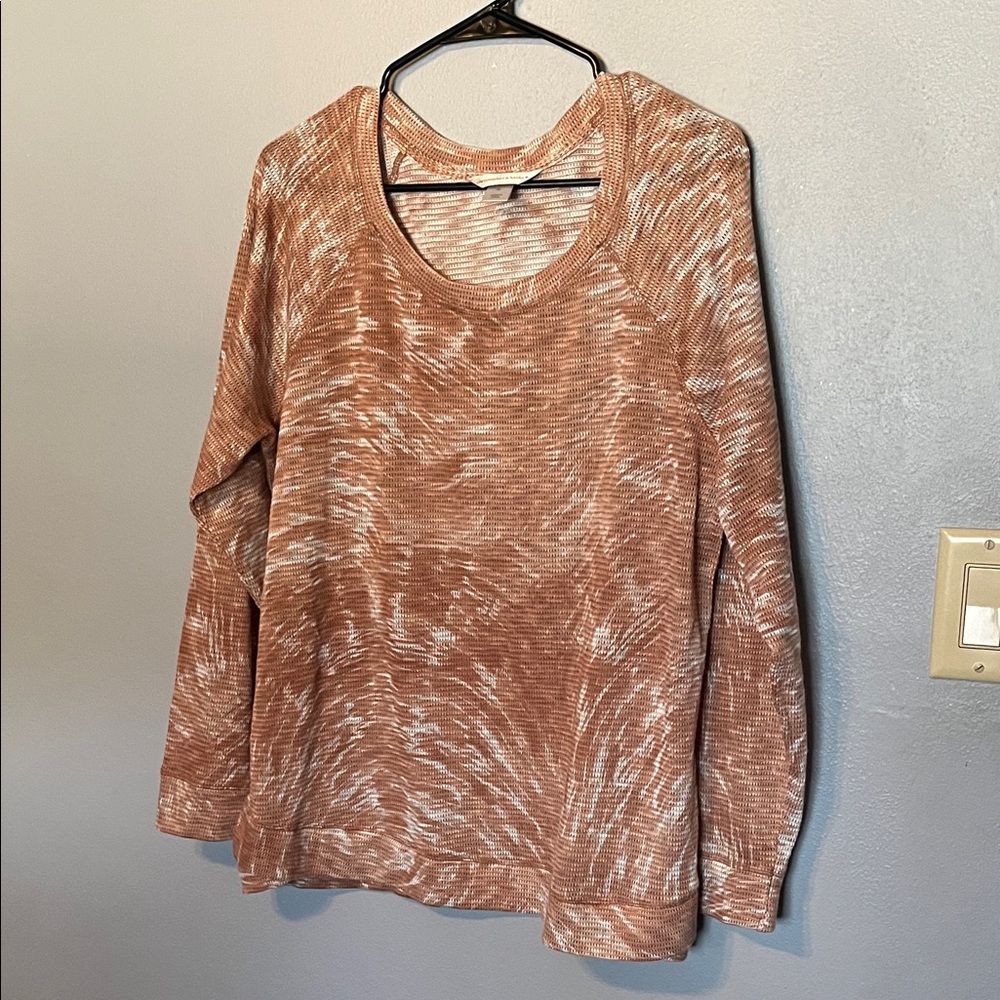 Christopher & Banks Tan Patterned Long Sleeve Top